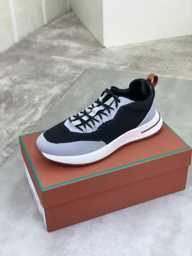 Black Gray Knit Upper Two-Tone Sneakers 4