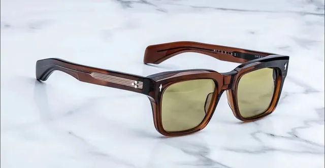 Black Gray Rectangular Frame Thick Acetate-Like Temples Sunglasses 3