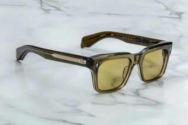 Black Gray Rectangular Frame Thick Acetate-Like Temples Sunglasses 4
