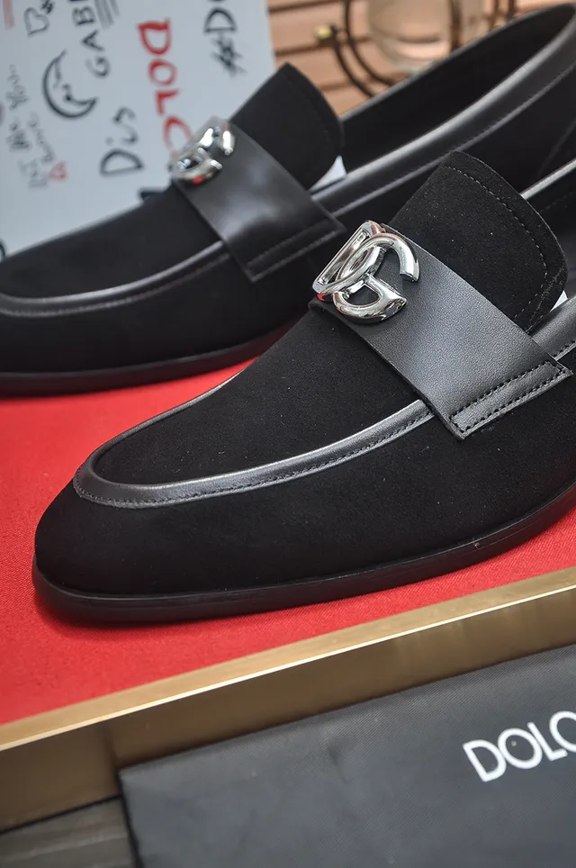 Black Gray Suede Upper Leather Strap Loafer 2