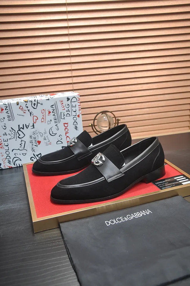 Black Gray Suede Upper Leather Strap Loafer 4
