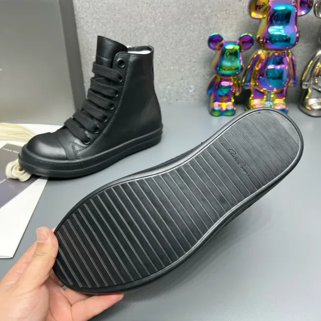 Black High-Top Smooth Leather Upper Ankle Boots 6