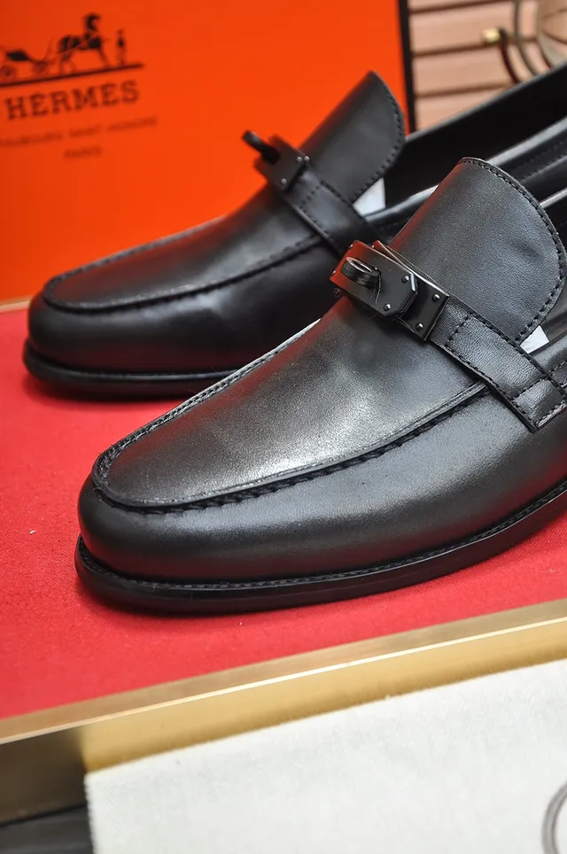 Black Leather Buckle Strap Loafer 2