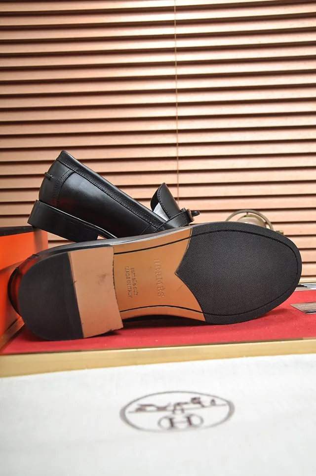 Black Leather Buckle Strap Loafer 3