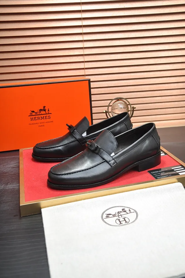 Black Leather Buckle Strap Loafer 4