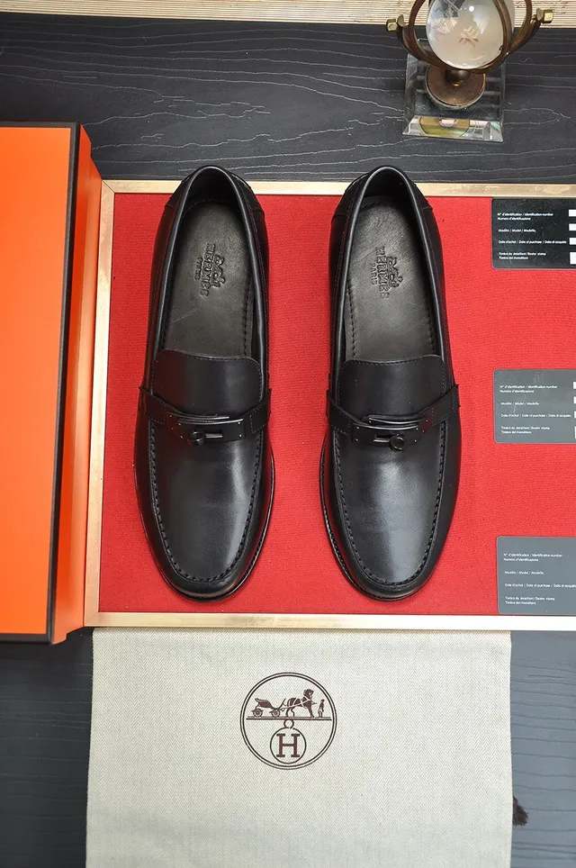 Black Leather Buckle Strap Loafer 5
