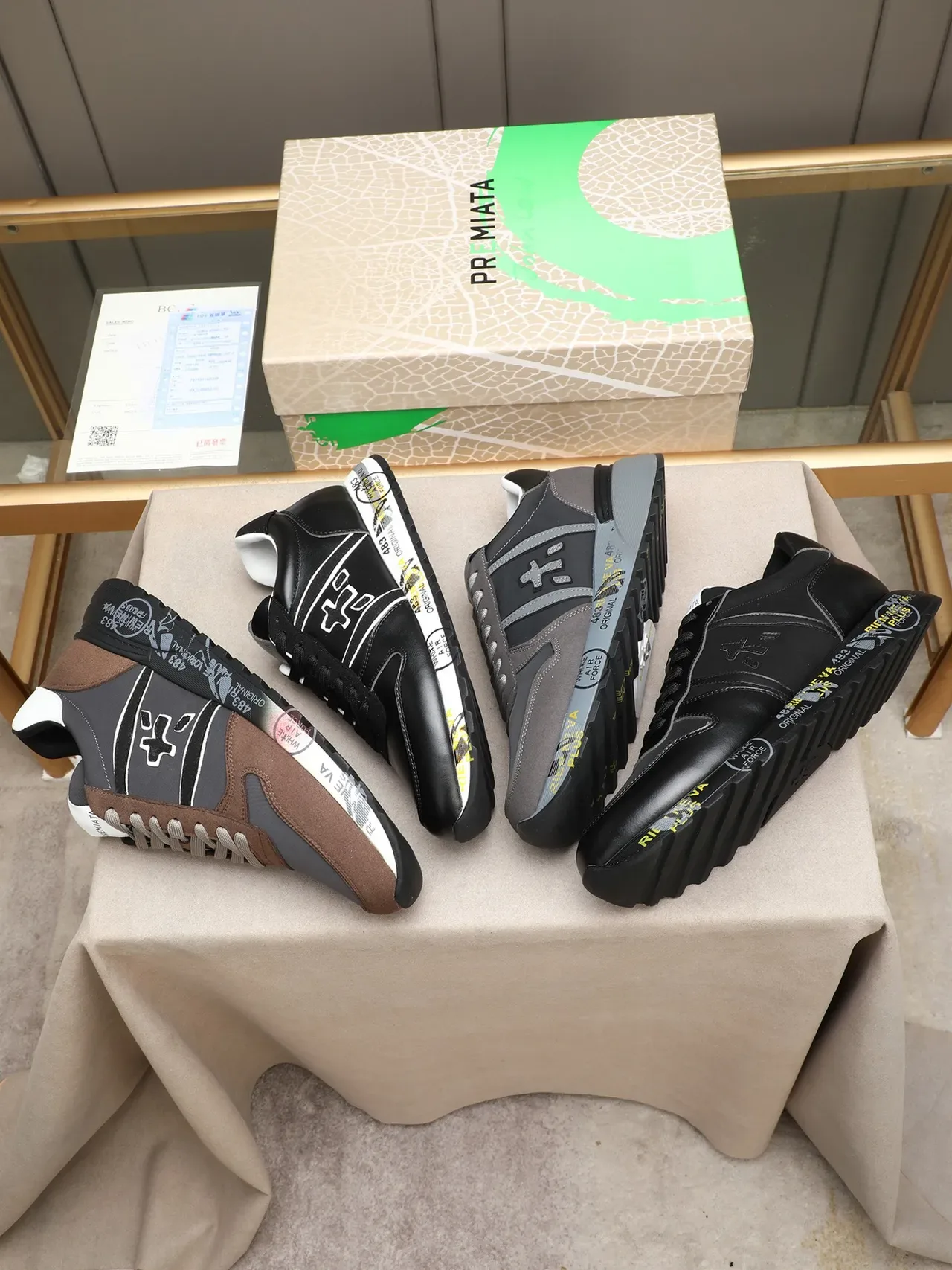 Black Leather-Fabric Upper Text-Printed Midsole Lifestyle Sneaker 2