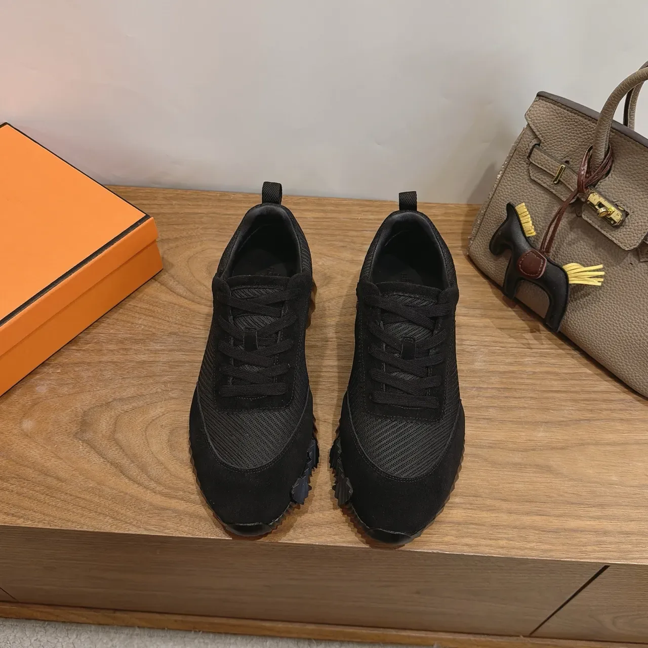 Black Mesh-Suede Low-Top Lace-Up Sneakers 5
