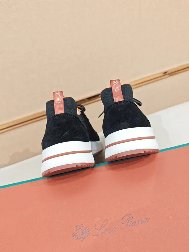 Black Orange Knit Mesh Upper Contrast Lining And Heel Tab Sneakers 3