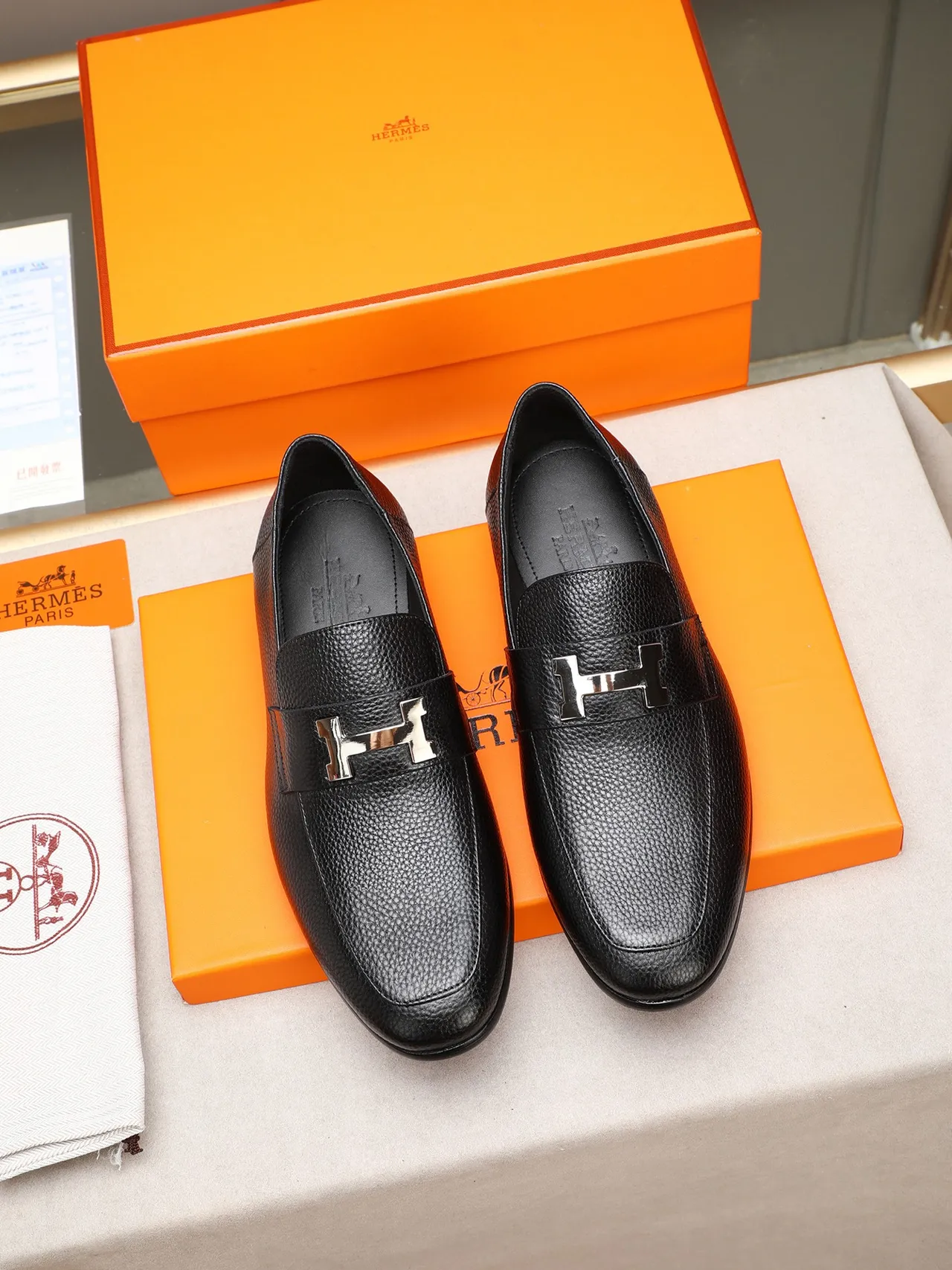 Black Pebbled Leather Buckle Loafer 3