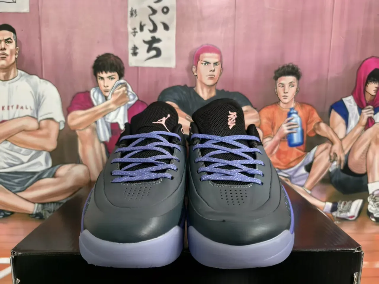 Black Purple Low-Top Silhouette Mesh And Synthetic Upper Sneakers 3