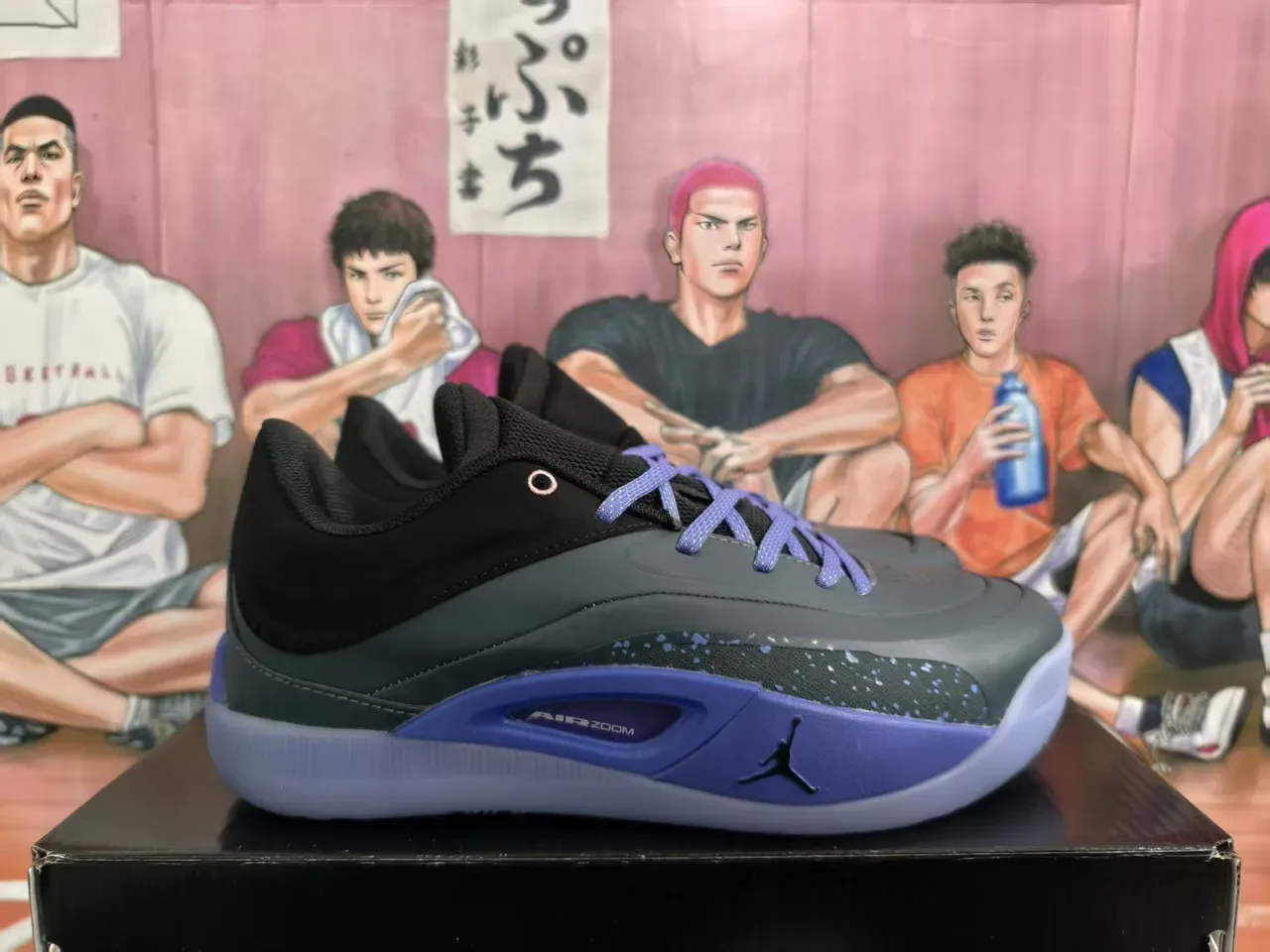 Black Purple Low-Top Silhouette Mesh And Synthetic Upper Sneakers 4