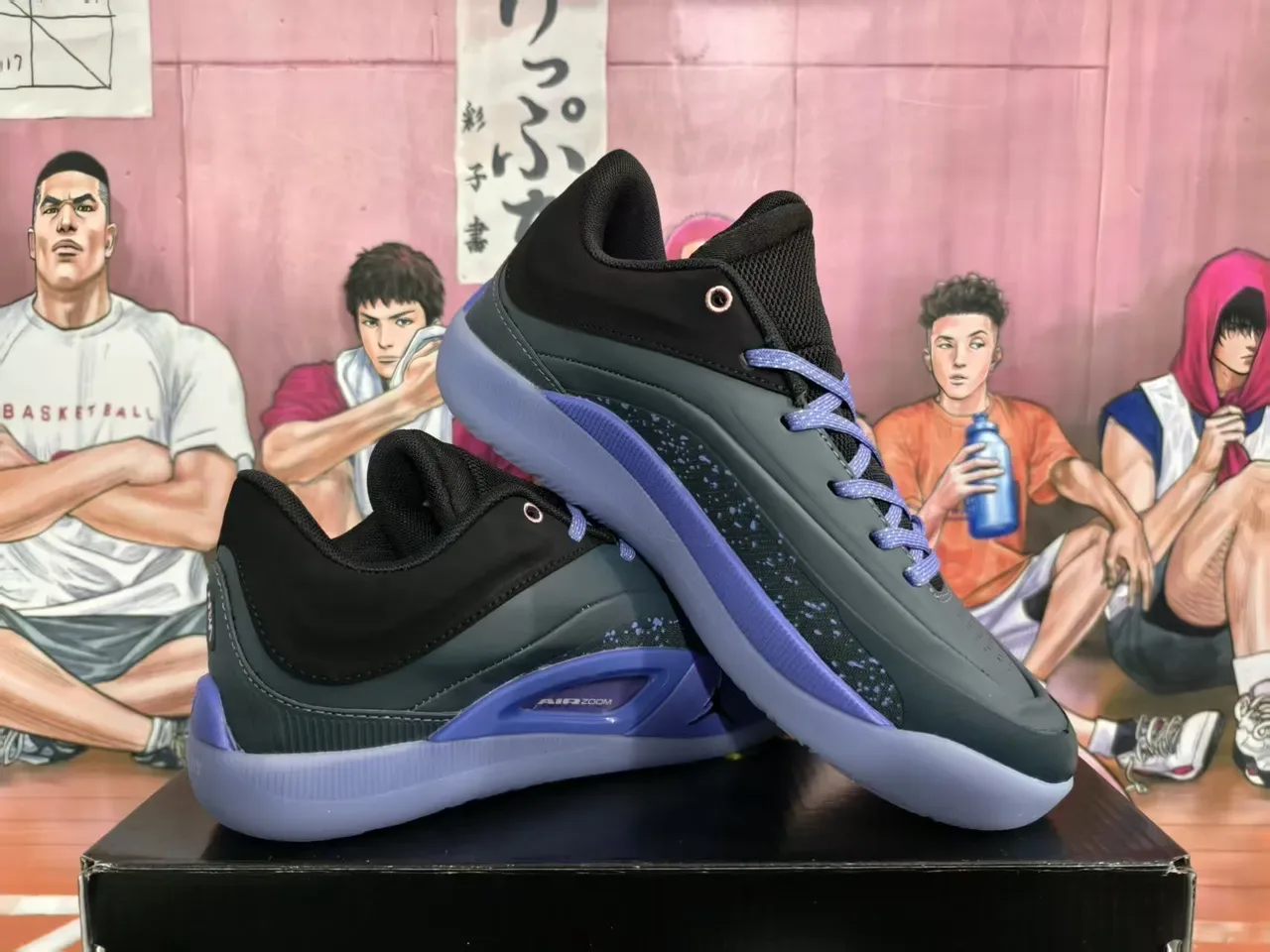 Black Purple Low-Top Silhouette Mesh And Synthetic Upper Sneakers 5