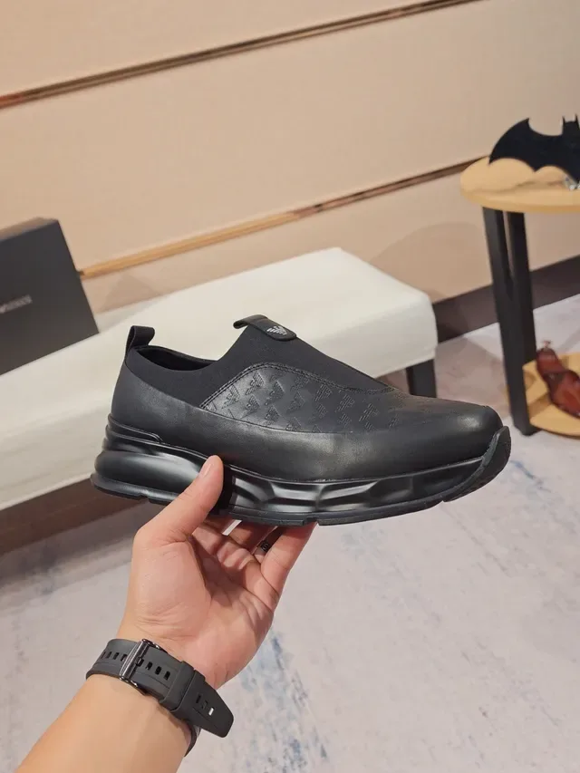 Black Slip-On Embossed Upper Chunky Sole Lifestyle Sneaker 2