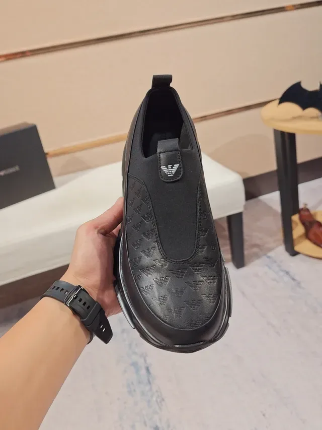 Black Slip-On Embossed Upper Chunky Sole Lifestyle Sneaker 6