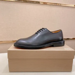 Black Smooth Leather Cap Toe Oxford Shoes