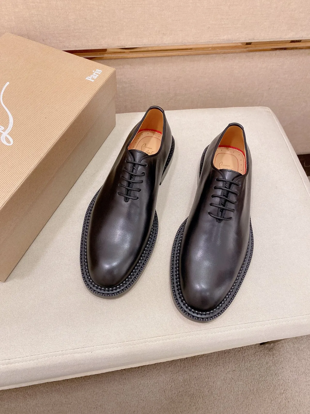 Black Smooth Leather Cap Toe Oxford Shoes 4