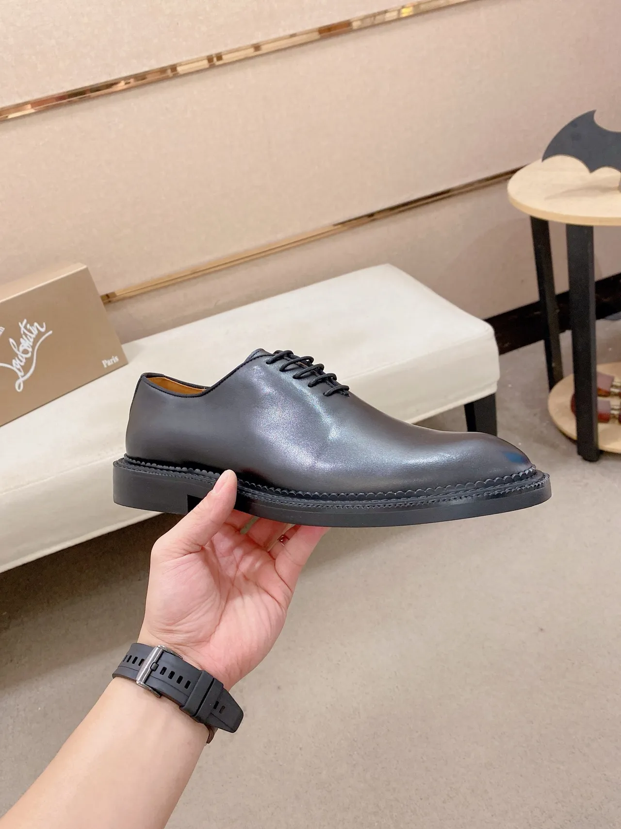 Black Smooth Leather Cap Toe Oxford Shoes 5