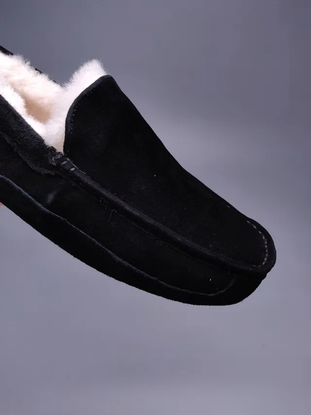 Black Suede Shearling-Lined Moccasin Loafer 8