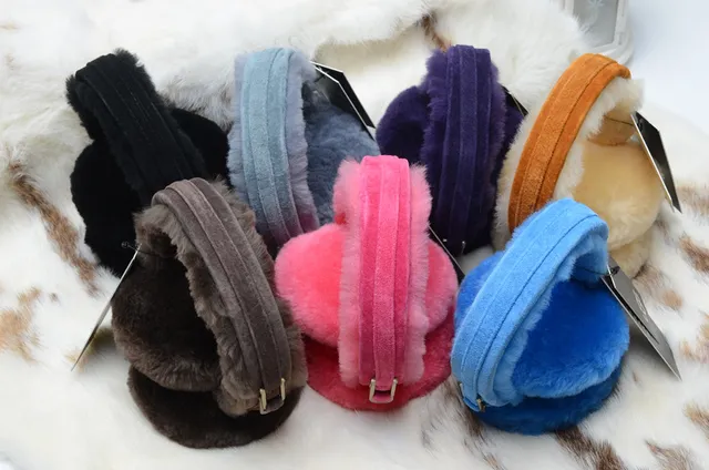 Black White Fluffy Faux-Fur Lined Padded Ear Cups Beanie 3