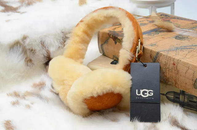 Black White Fluffy Faux-Fur Lined Padded Ear Cups Beanie 5