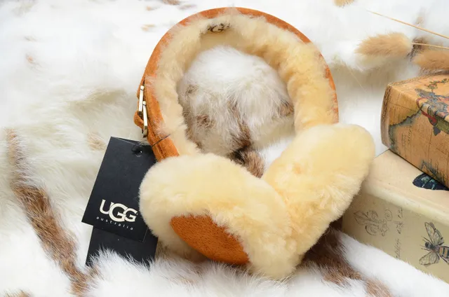 Black White Fluffy Faux-Fur Lined Padded Ear Cups Beanie 11