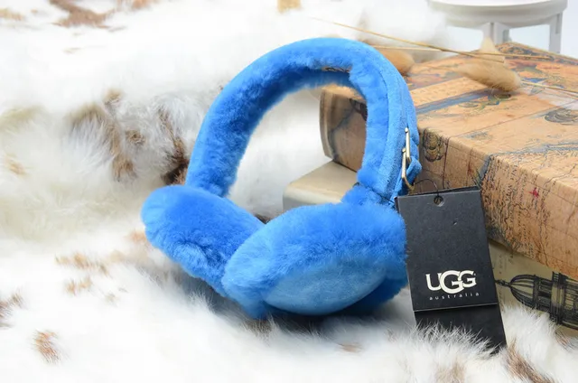 Black White Fluffy Faux-Fur Lined Padded Ear Cups Beanie 13