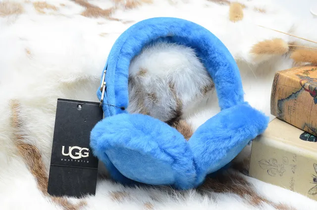 Black White Fluffy Faux-Fur Lined Padded Ear Cups Beanie 19