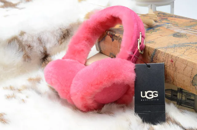 Black White Fluffy Faux-Fur Lined Padded Ear Cups Beanie 21