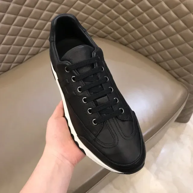 Black White Leather Upper Wavy Midsole Sneakers 4