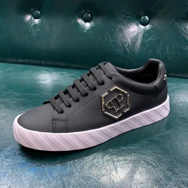Black White Matte Upper Ribbed Sole Sneakers 4