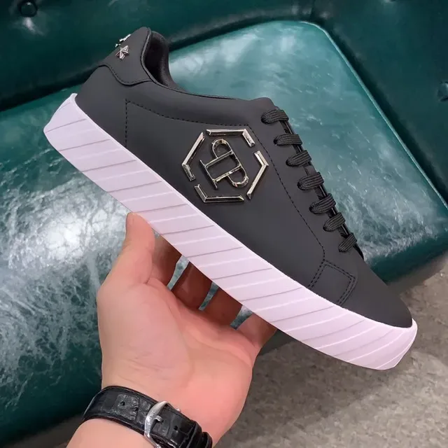Black White Matte Upper Ribbed Sole Sneakers 5