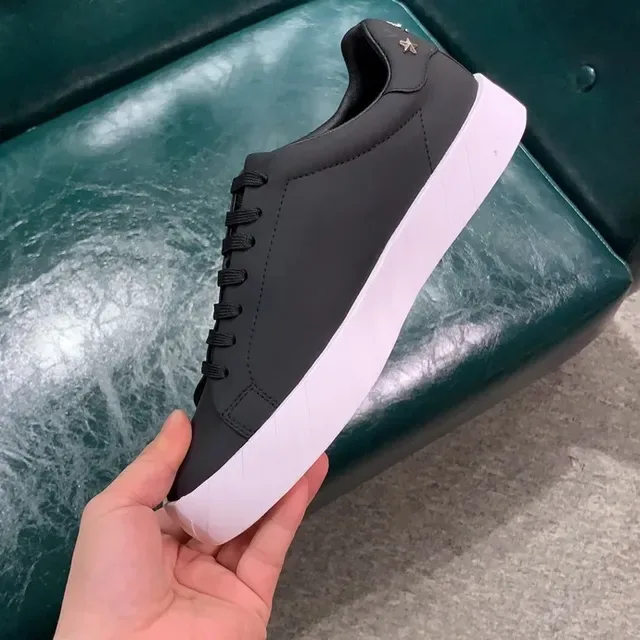 Black White Matte Upper Ribbed Sole Sneakers 6