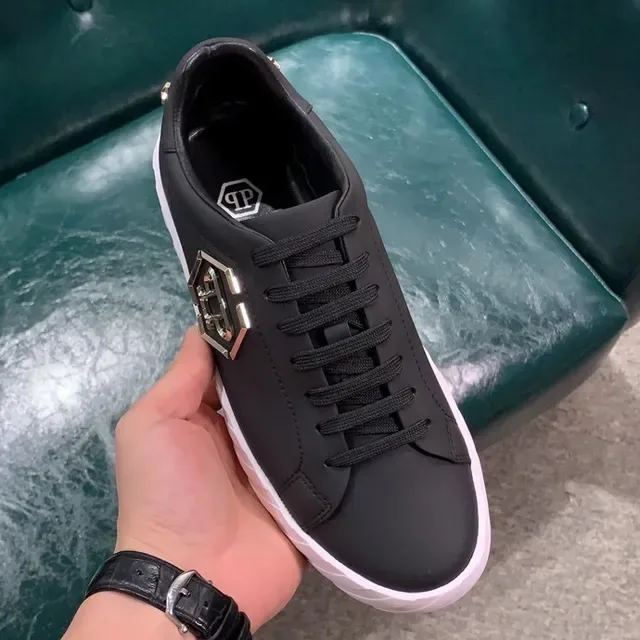 Black White Matte Upper Ribbed Sole Sneakers 7
