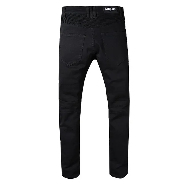 Black White Moto-Inspired Side Stripe Detail Jeans 9