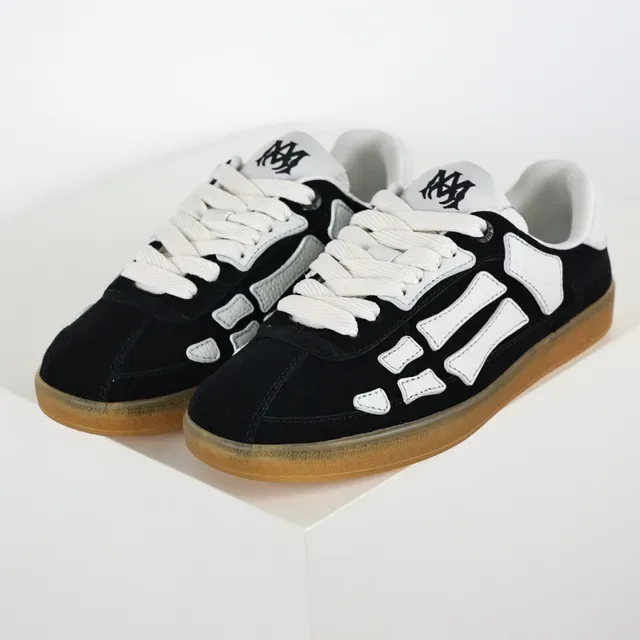 Black White Suede Upper Geometric Overlays Sneakers 2