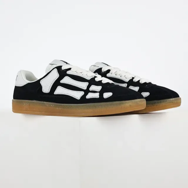 Black White Suede Upper Geometric Overlays Sneakers 3