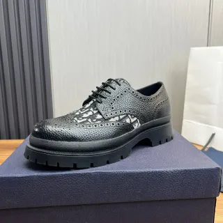 Black White Textured Pebbled Leather Perforations Brogue