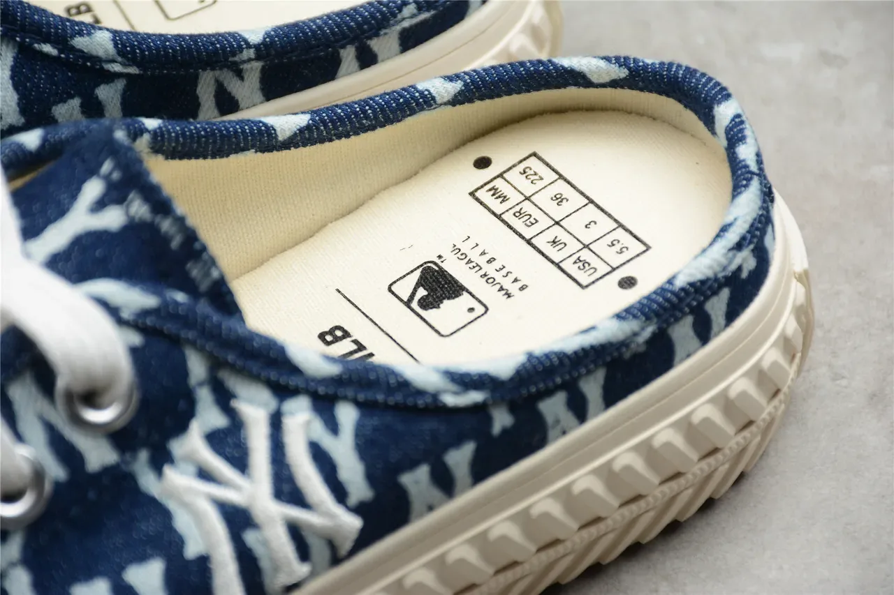 Blue and White Monogram Canvas Slip-On Mule Casual Shoes 5