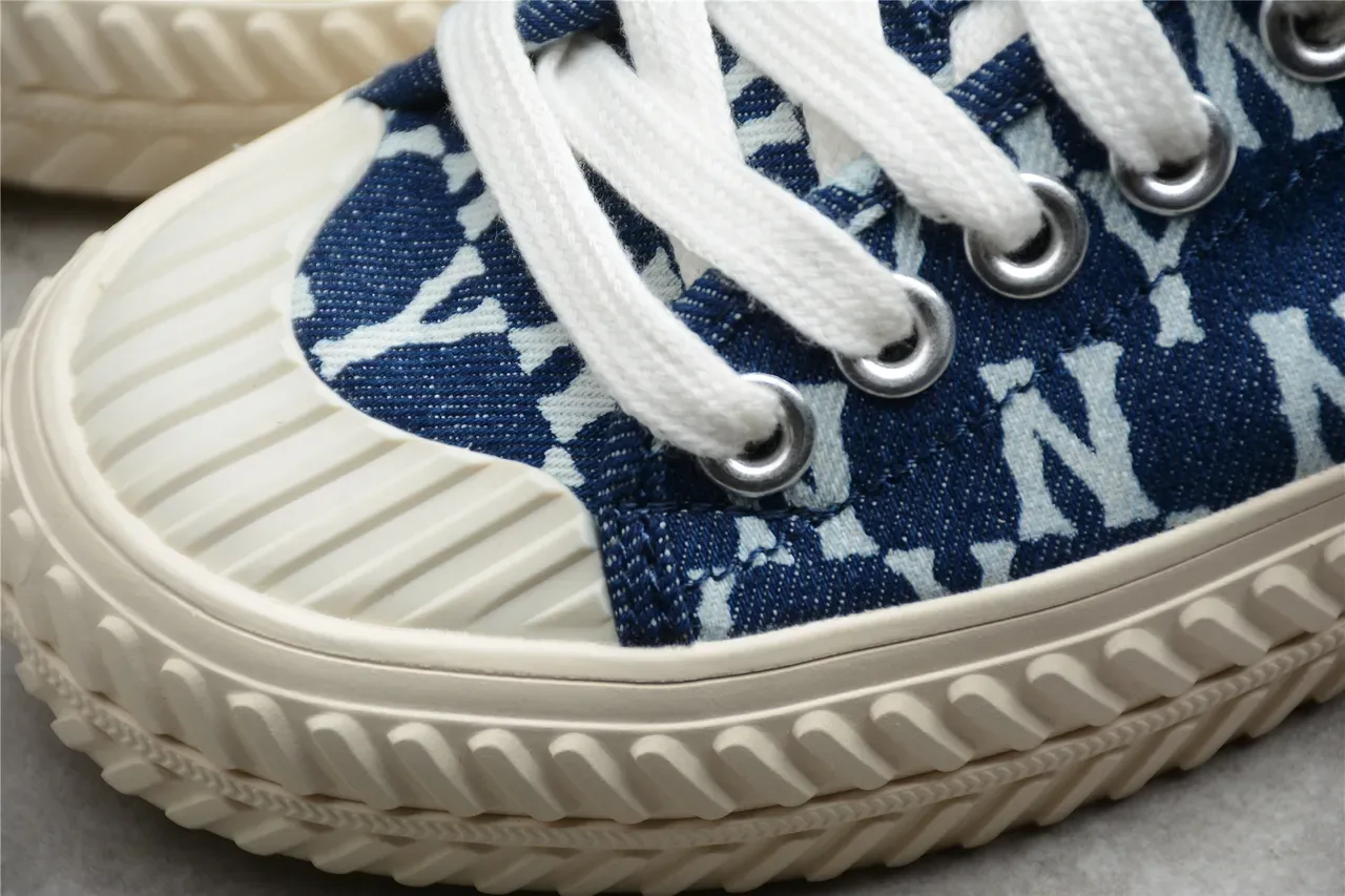 Blue and White Monogram Canvas Slip-On Mule Casual Shoes 7