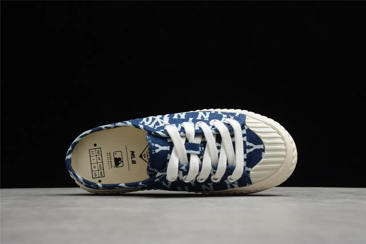 Blue and White Monogram Canvas Slip-On Mule Casual Shoes 10