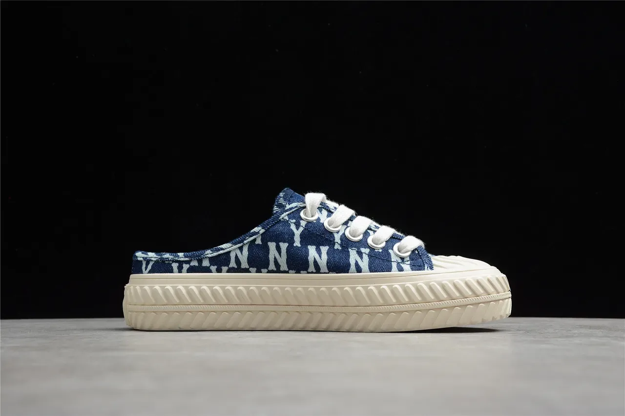 Blue and White Monogram Canvas Slip-On Mule Casual Shoes 11