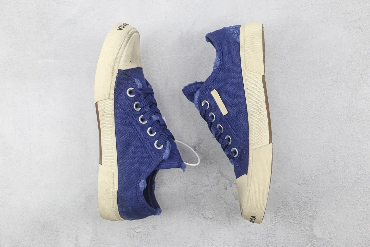 Blue Beige Low-Top Canvas Upper Sneakers 2