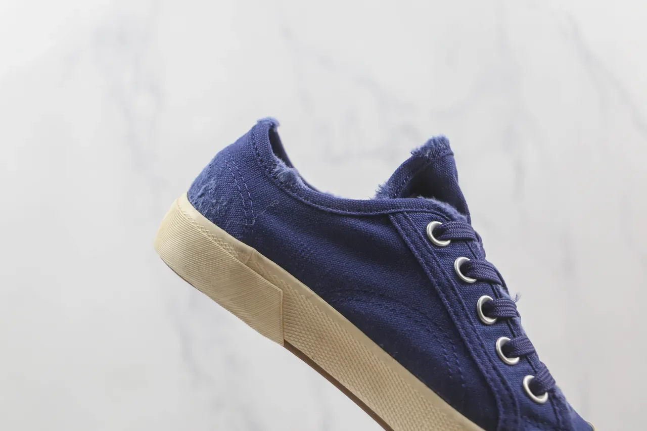 Blue Beige Low-Top Canvas Upper Sneakers 5