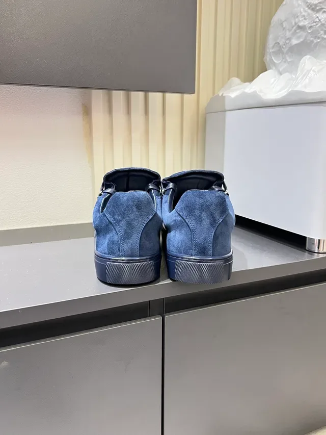 Blue Black Suede Upper Flat Cupsole Sneakers 2