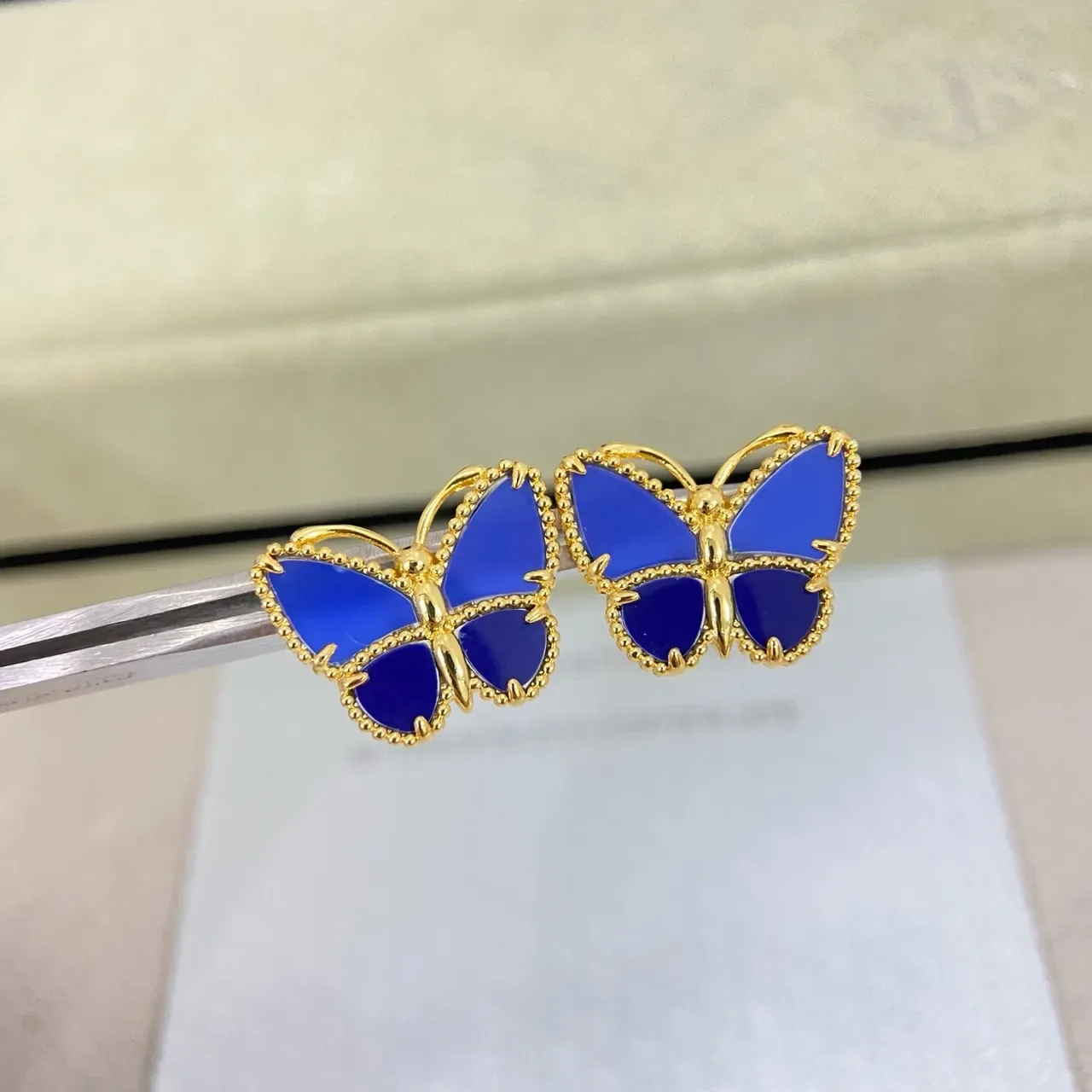 Blue Enamel Butterfly Stud Earrings 2