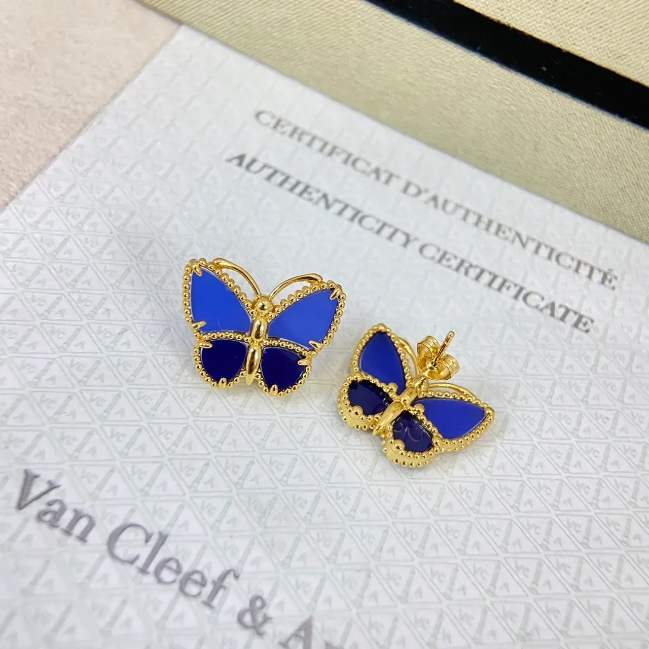 Blue Enamel Butterfly Stud Earrings 3