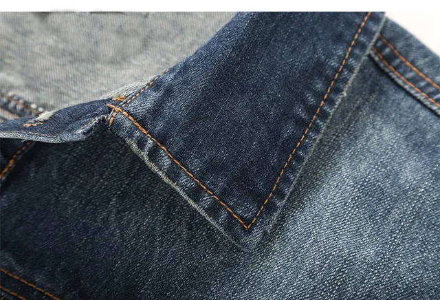 Blue Orange Classic Button-Front Distressed Wash Denim Jacket 2
