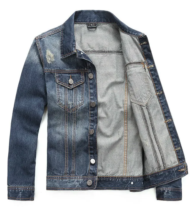 Blue Orange Classic Button-Front Distressed Wash Denim Jacket 3