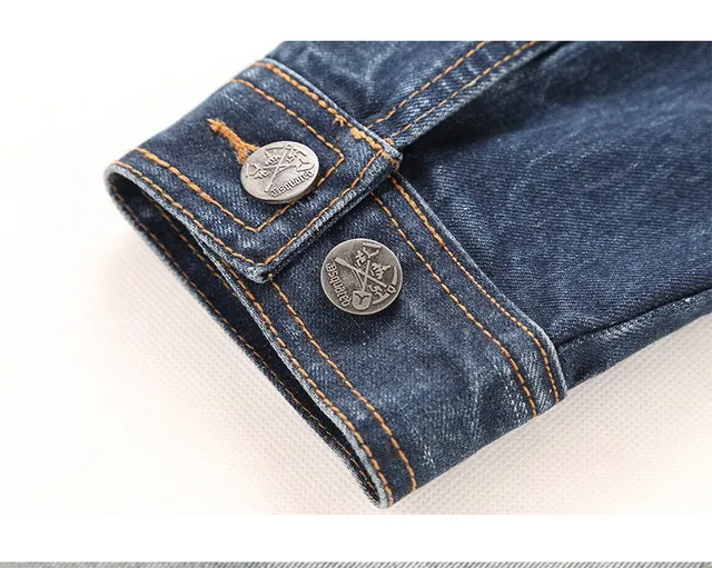 Blue Orange Classic Button-Front Distressed Wash Denim Jacket 9